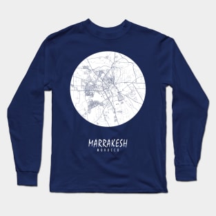 Marrakesh, Morocco City Map - Full Moon Long Sleeve T-Shirt